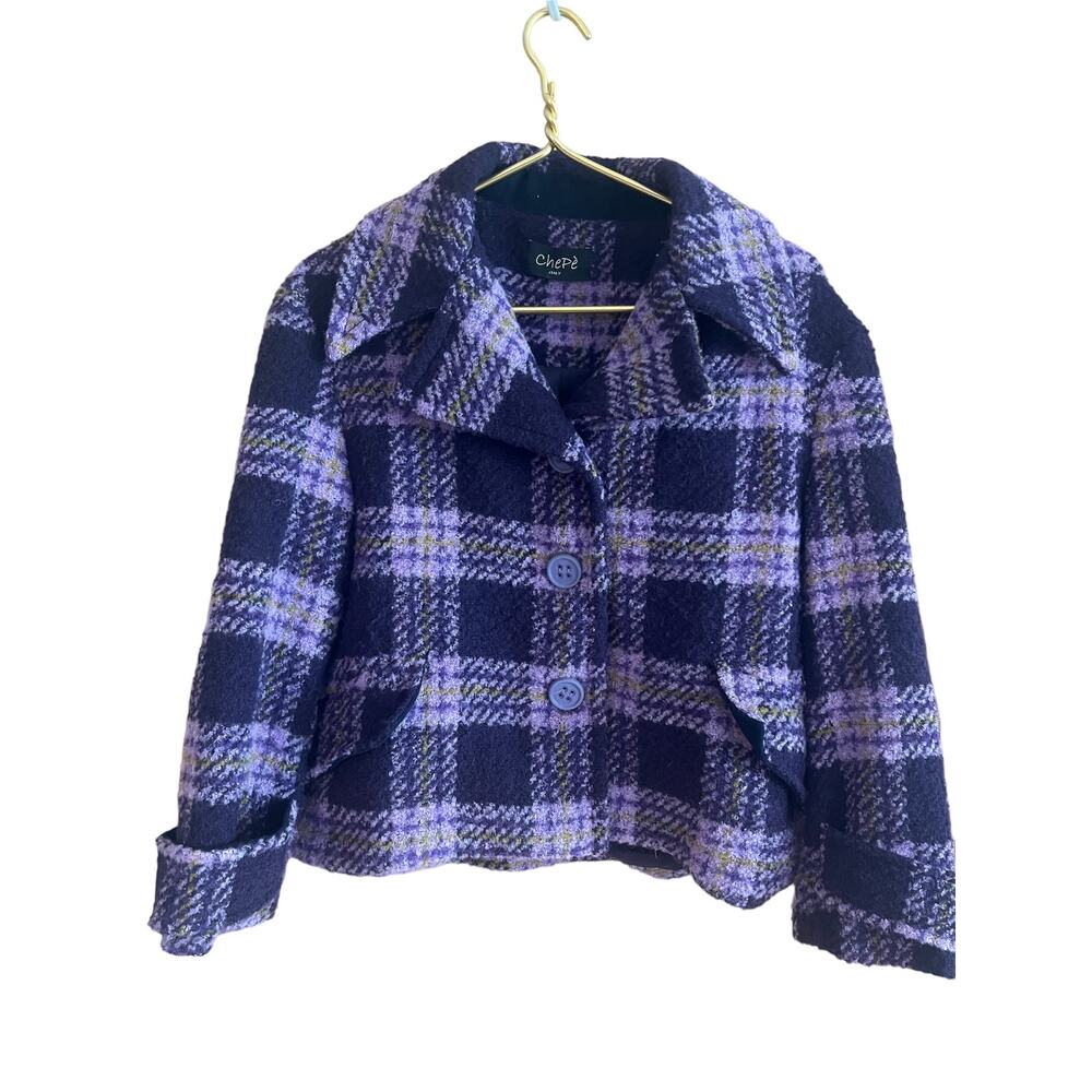 CHEPÈ Italy women’s wool mix coat with large buttons Size small